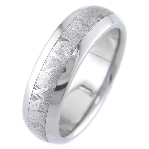 Authentieke meteoriet trouwring, Gibeon meteoriet in titanium ring; Ring voor heren