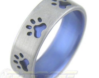 Blue Paws Titanium ring