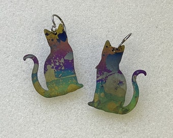 Titanium Cat Splatter Earrings