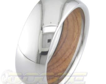 Inside Wood Ring; Heart of Wood Titanium Ring; wood inlay ring
