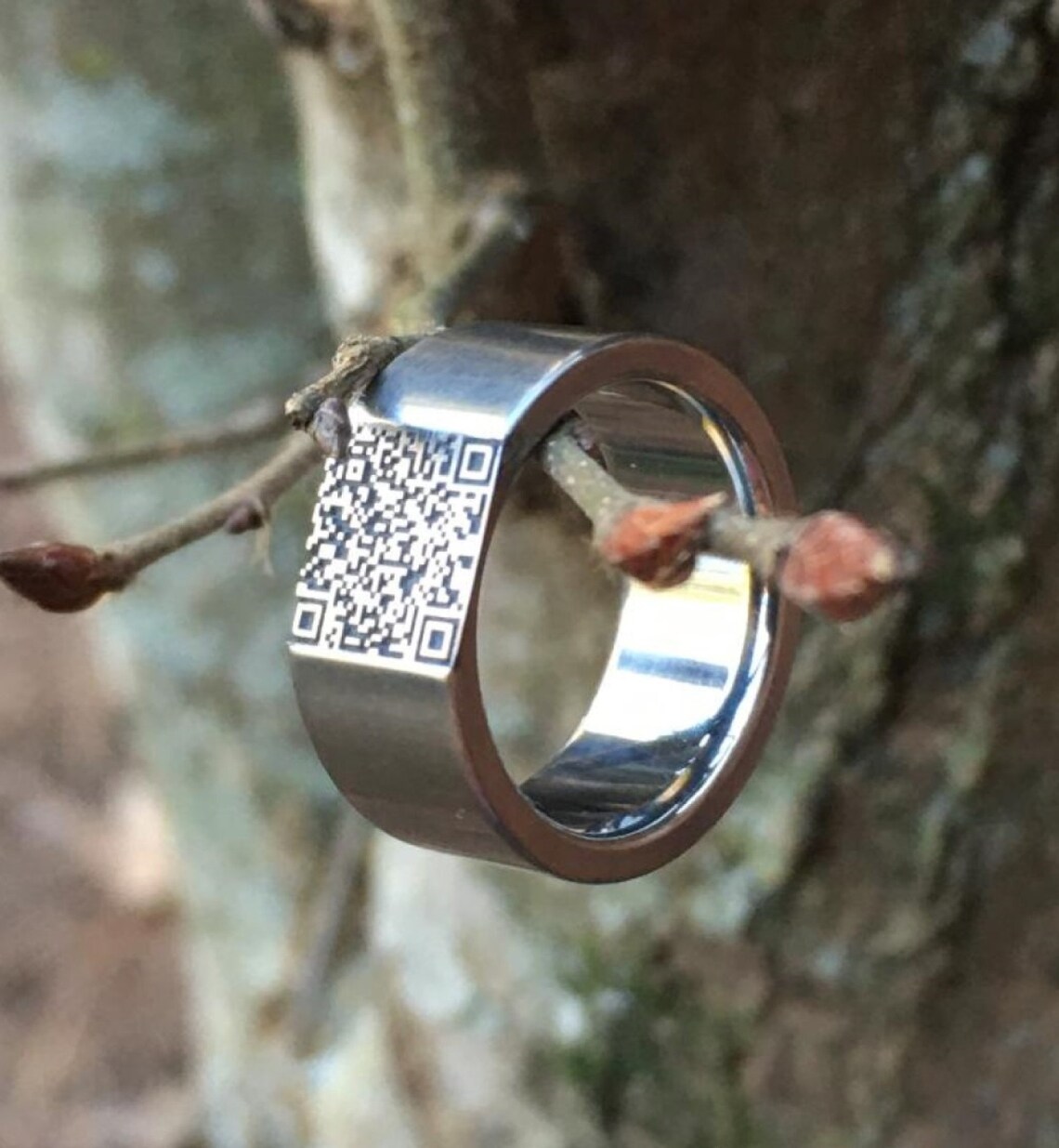 QR Code Titanium Ring Etsy