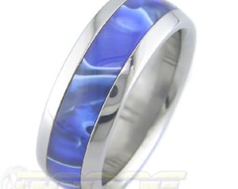 Titanium with Blue Hawaii Acrylic inlay