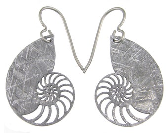 Nautilus Gibeon Meteorite Earrings
