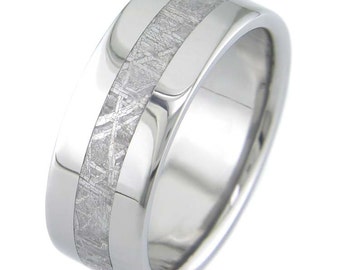 Titanium Ring with Meteorite - Flat profile