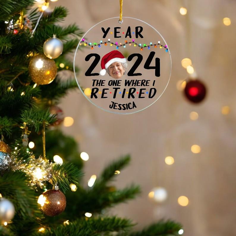 Custom Name Photo Retirement Christmas Ornament, The One Where I Retired, Retirement Gift for Coworkers, Retirement Gift with Photo, Great Retirement Present