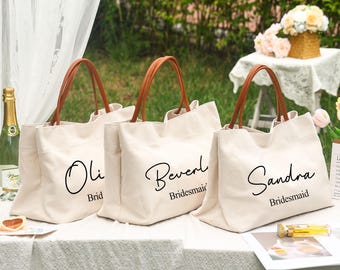 Sac fourre-tout en toile personnalisé pour demoiselle d'honneur : cadeau de mariage
