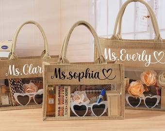 Borsa tote personalizzata per insegnanti con nome, borsa regalo in juta personalizzata per insegnanti, regalo per il ritorno a scuola per insegnanti, regalo di ringraziamento per gli insegnanti