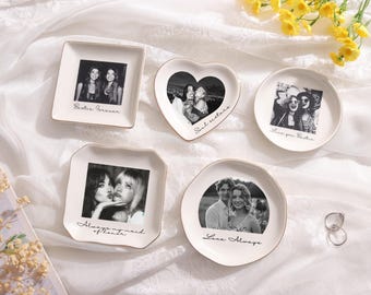 Plateau à bijoux photo personnalisé, porte-anneaux personnalisé (impression UV) - Cadeau souvenir commémoratif