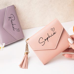 Personalized PU Leather Wallet With Tassel: Custom Name Purse, Gifts ...