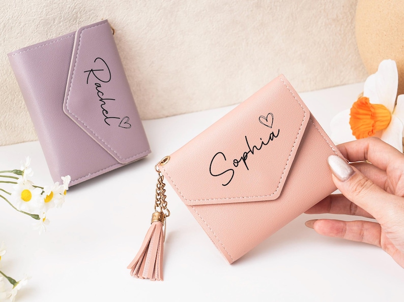 Personalized PU Leather Wallet With Tassel: Custom Name Purse, Gifts ...
