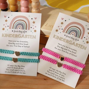 First Day of School Kindergarten,Mom and Me Bracelets,Back to School Gift,Braided Bracelet,Parent Child Bracelet,Separation Anxiety Bracelet