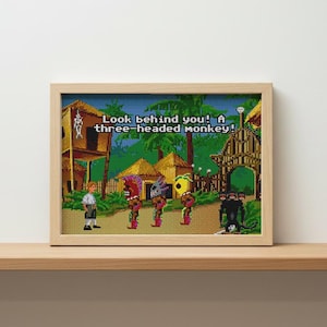 Borduurpatroon Monkey Island, Guybrush, Canibals en driekoppige aap (digitale download)