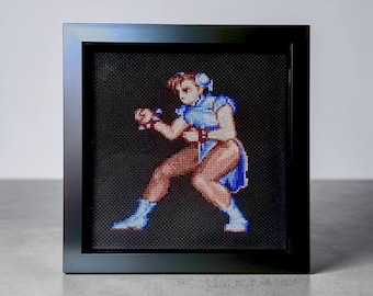 Street Fighter 2 Chun Li Game Art, Video Game Artwork, Handmade Cross Stitch, Game Room Decor, Wall Art