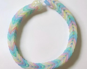 Pastellfärgat gummibandsarmband - Rosa, Blå, Grön, Gul