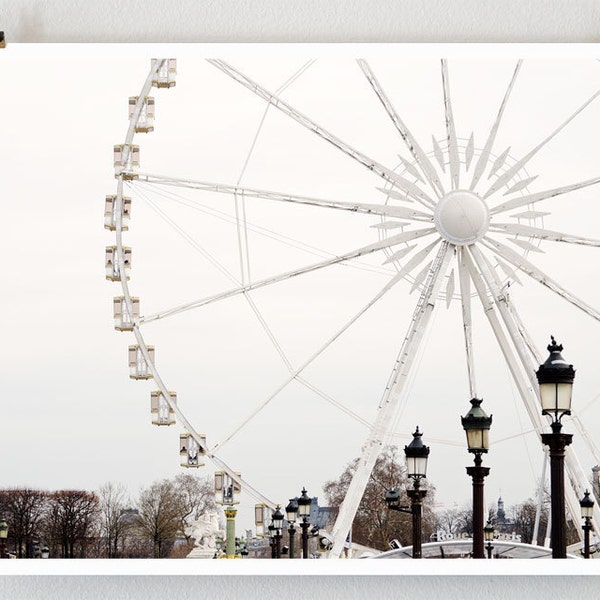 Paris Photography, Ferris Wheel, Minimalist Wall Art Print, Extra Large Art, Modern Urban Wall Decor, Gift for Her