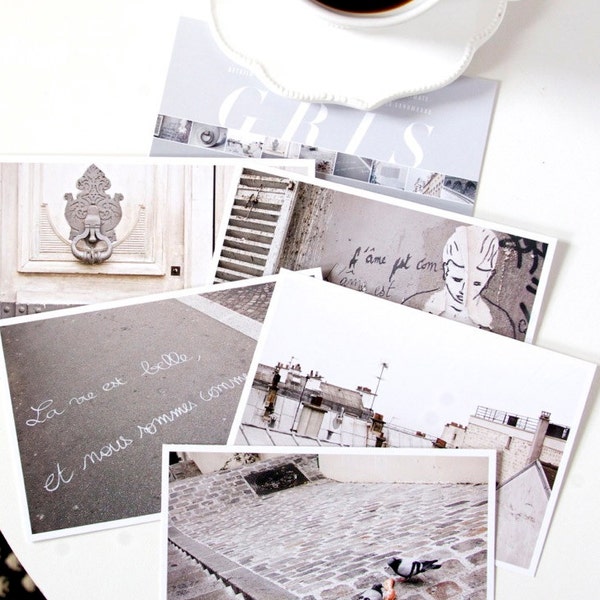 Jeu de carte postale de Paris, gris de voyage impression d’Art cartes postales 4 x 6