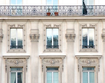 Parisfotografi, Paristryck "Blå himmel och balkonger", extra stora väggkonsttryck, blå Parisdekor, resefotografi