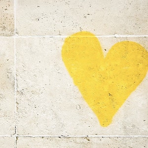 Paris Photography, “Graffiti Heart” Paris Print, Large Art Print Fine Art Photography, Yellow Wall Art, Girlfriend Gift for Her, Romantic