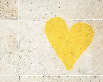 Paris Photography, “Graffiti Heart” Paris Print, Large Art Print Fine Art Photography, Yellow Wall Art, Girlfriend Gift for Her, Romantic