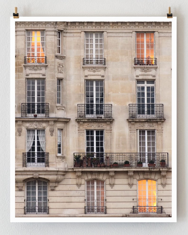 Paris Photography, Sunset Windows Paris Print Extra Large Wall Art Prints, Paris Wall Decor, Apartment Art for Her image 2