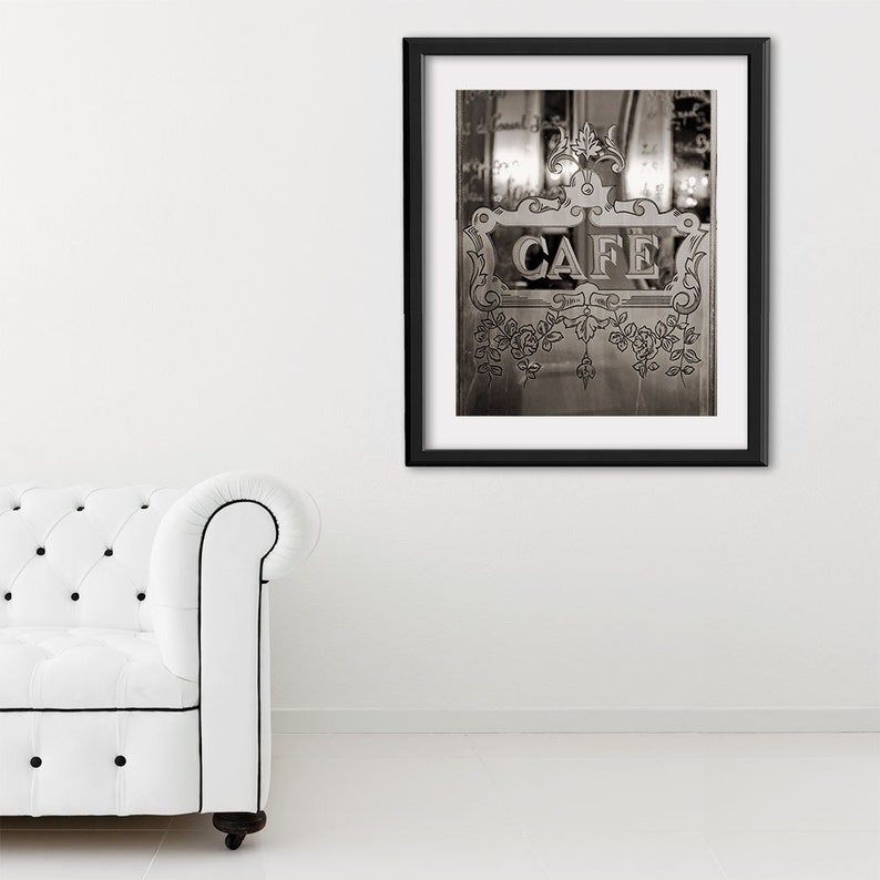 SALE Paris Photography, Etched Glass Cafe Print Extra Large Wall Art Prints, Paris Wall Decor image 2