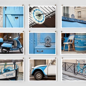 Fine Art Photography, Paris Gallery Gallery Wall Art Prints, Blue Paris Photography Collection, Extra Large Gallery Wall Art