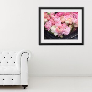 Paris Photography, Pink Ranunculus Large Art Print, Floral Wall Art, Landscape Fine Art Photography Paris Print, Girlfriend Gift image 2