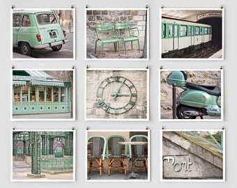 Fine Art Photography, Paris Gallery Wall Prints, Green Paris Photography Collection, Extra Large Wall Art Prints