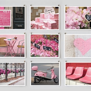 Paris Gallery Wall Art Prints, Pink Paris Photography Collection, Extra Large Wall Art, Paris Decor