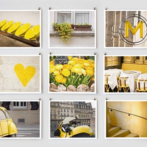 Fine Art Photography, Paris Gallery Wall Prints, Yellow Wall Art, Paris Photography Extra Large Prints, Mom Gift for Her image 1