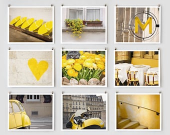 Fine Art Photography, Paris Gallery Wall Prints, Yellow Wall Art, Paris Photography Extra Large Prints, Mom Gift for Her