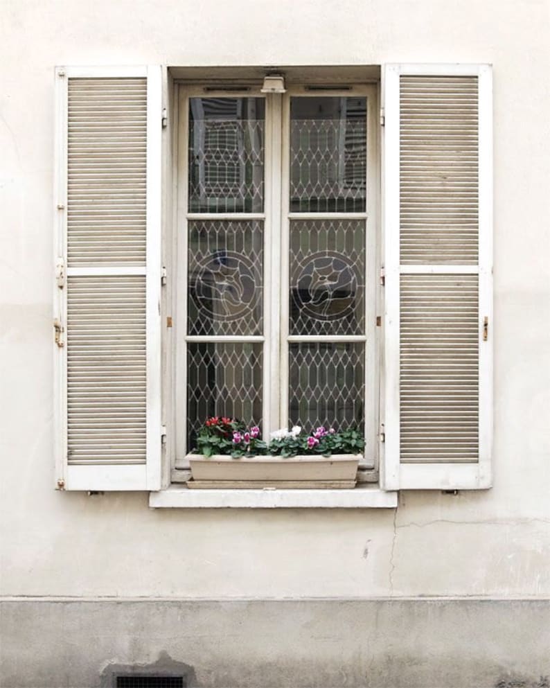 Paris Photography, White Window Paris Print, Large Art Print Fine Art Photography, Modern Wall Art, Apartment Art, Gift for Mom image 1