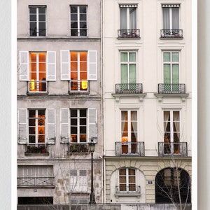 Paris Photography, “Windows at Dusk” Large Art Print, Travel Wall Art, Living Room Fine Art Photography Paris Print, Modern Art