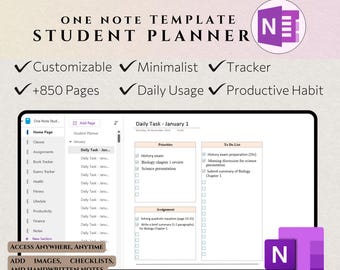 One Note 2025 Academic Planner | Study Planner | Ultimate OneNote Template | Hyperlinked | OneNote Digital Planner All In One