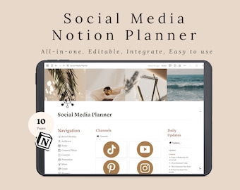Notion Template Social Media Planner|Content Planner|Content Calendar|Notion dashboard|Notion planner|Social media manager|Notion business