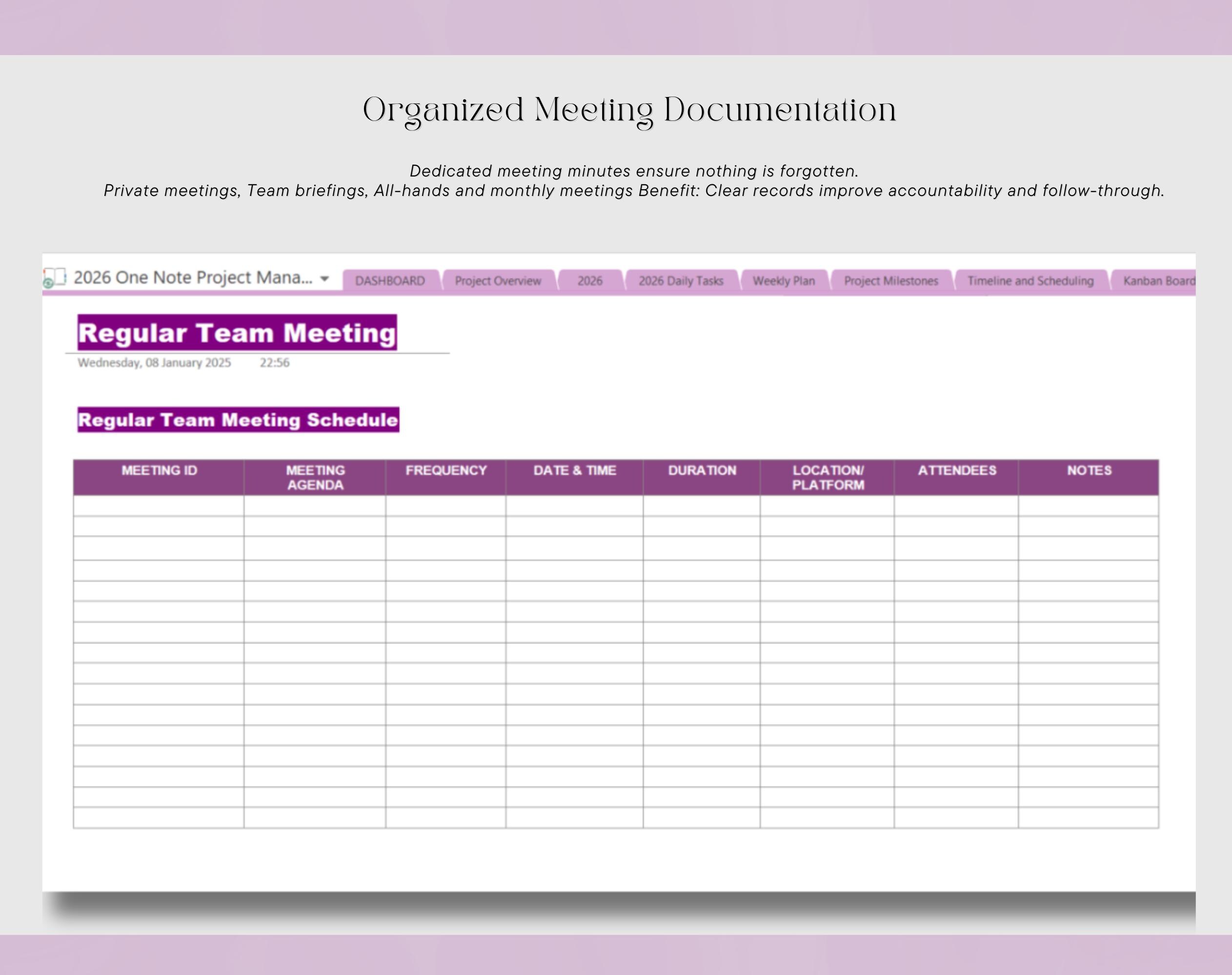 One Note Planner 2026 Professional | One Note Template for Project ...