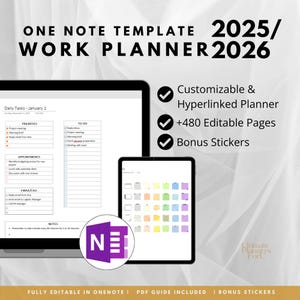 One Note Planner 2025 Professional | One Note Template For Project Management And Work Planning | Daily, Weekly, Monthly Planning Windows