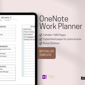 One Note Planner 2025 Professional | One Note Template For Project Management And Work Planning | Daily, Weekly, Monthly Planning Windows