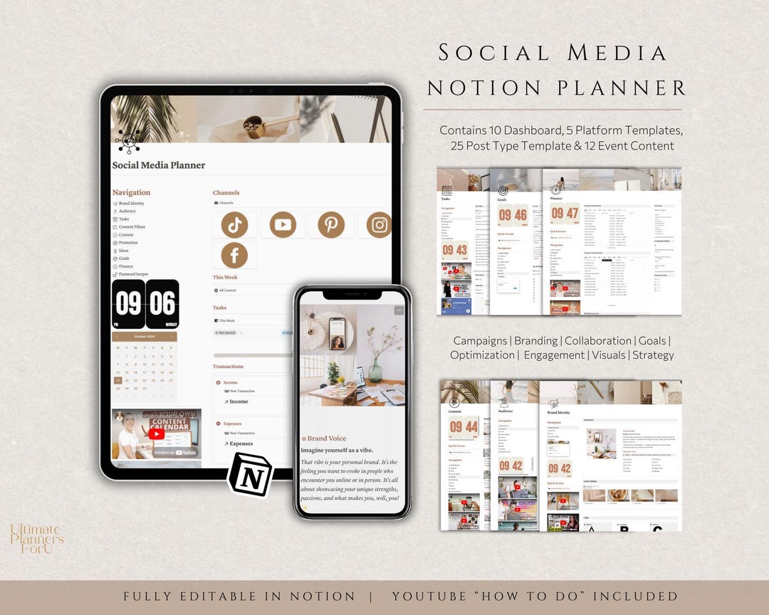 Notion Template Social Media Planner | Content Planner| Content ...