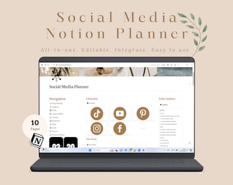 Notion Template Social Media Planner|Content Planner|Content Calendar|Notion dashboard|Notion planner|Social media manager|Notion Business