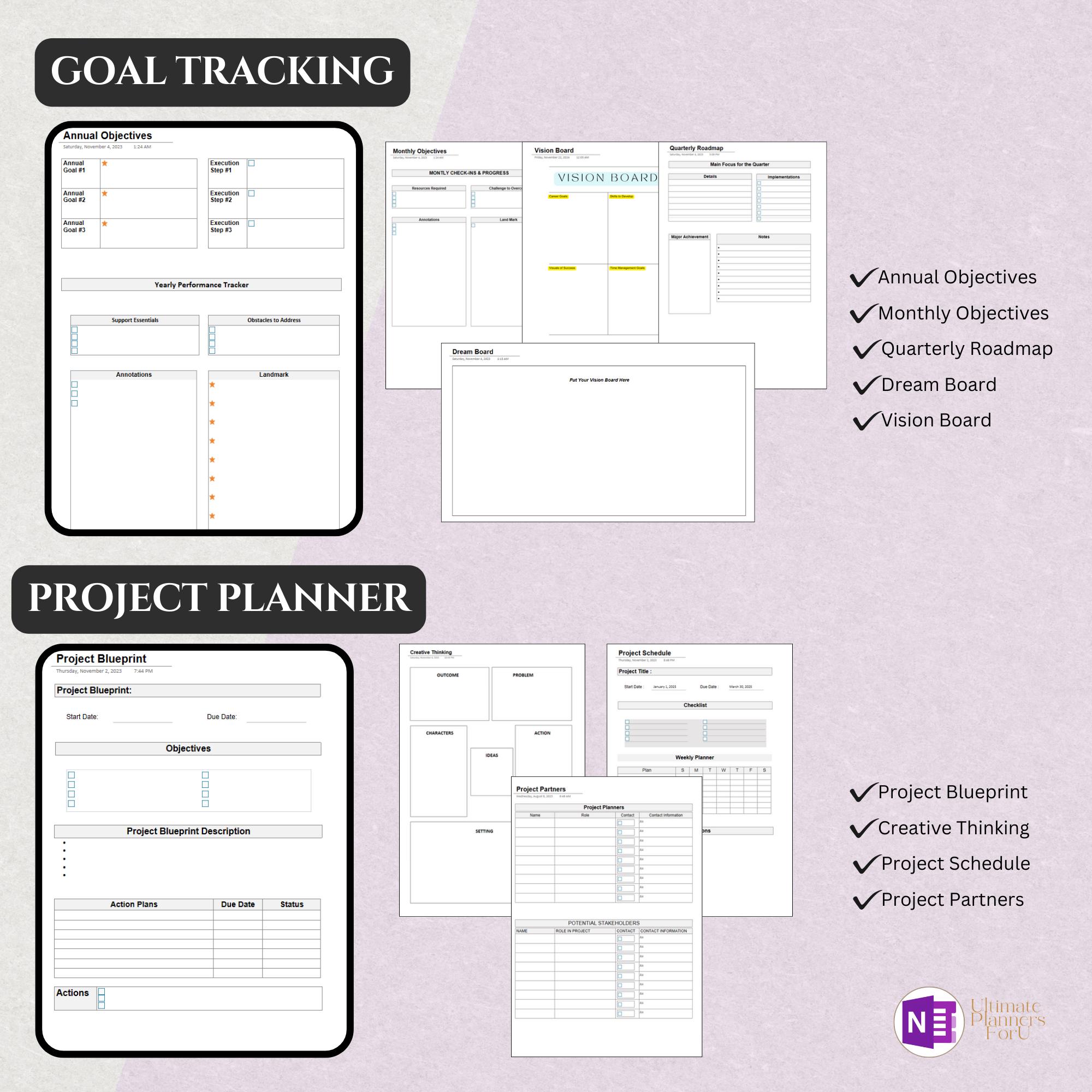 Hyperlinked Onenote Planner 2025 2026 Professional, One Note Template