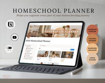Homeschool Planner NOTION TEMPLATE 2026 | Digital Homeschooling Planner for kids | Homeschool Lessons | Homework Mom Notion Template