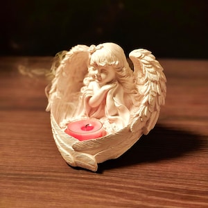 Angel Candle Holder “Classic” – Gypsum Base & Epoxy Resin Finish, Handmade Ukrainian Decor
