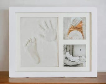 Baby Hand and Footprint Keepsake Kit with Safe Clay, Stencil Set & Wood Frame – Perfect Newborn Gift for Baby Showers