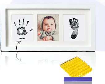 Baby Handprint & Footprint Keepsake Kit – Large 13.5x7 Inch Photo Frame with Mess-Free Ink Pad, Perfect Baby Shower Gift for New Parents
