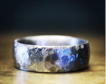 Hand Forged Hammered Titanium Wedding Ring | Rustic Ring | Handmade Ring | Men's Wedding Band | Men | Male | Women | Female | Unisex