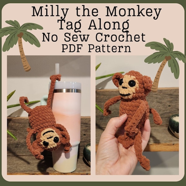 Milly the Monkey Tagalong No Sew Crochet PDF PATTERN