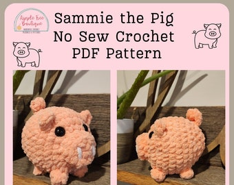 Sammie the Pig No Sew Crochet PDF PATTERN