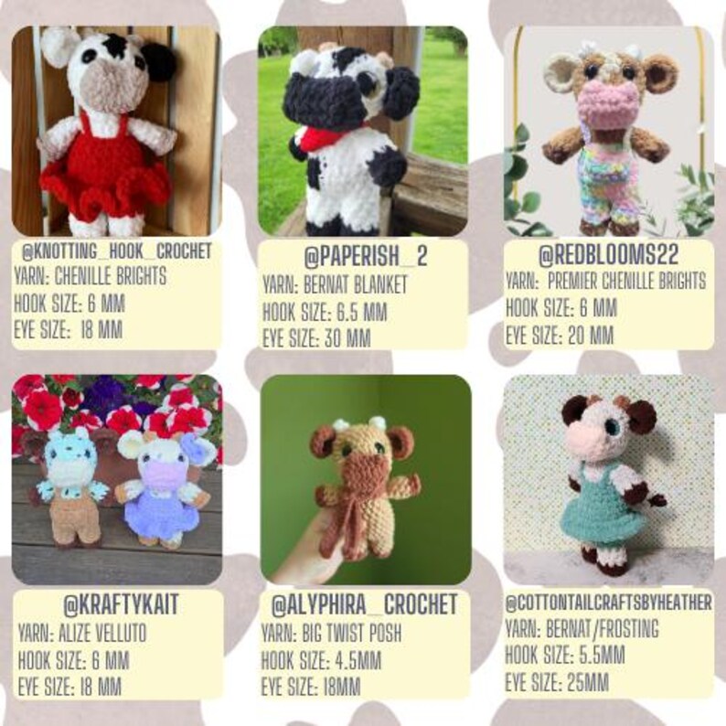 Patsy the Cow Low Sew Crochet PDF PATTERN - Fancy Pants Animals ...