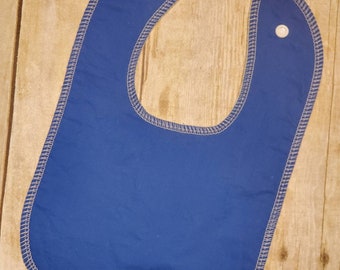 Royal Blue Solid Drooler Bib - Snap - Non wicking fleece back - Middle layer Organic cotton
